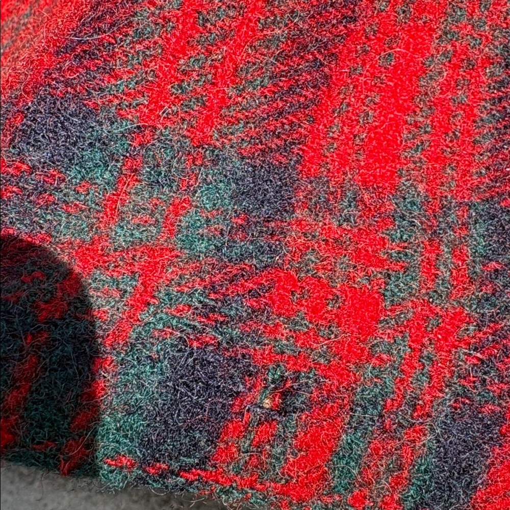 Vintage Pendleton Blanket Throw Red Navy Teal Grey Tartan plaid Virgin Wool READ - Picture 12 of 15
